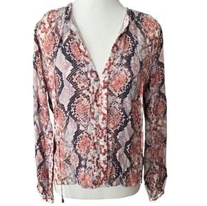 Lovers + Friends Long Sleeve Snake Skin Blouse Size XS